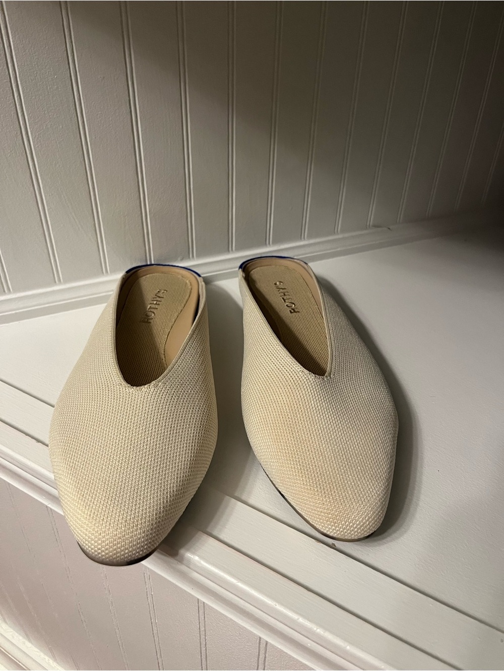 Rothy's Cream Pointed Slip-On Loafers